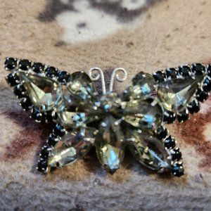 Vintage Butterfly Brooch, I believe to be Juliana, greys, rhinestone